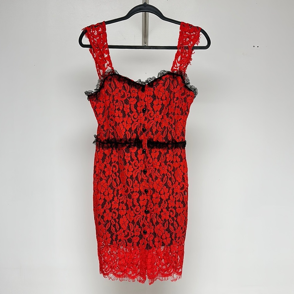 CBR Gothic/Grunge red and black lace mini dress. Size XL.